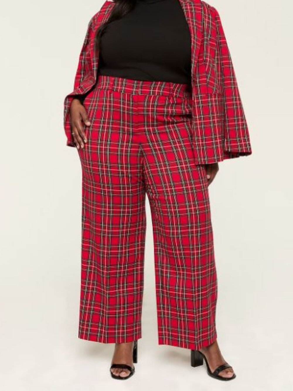 Lane Bryant Perfect Drape High-Rise Wide Leg Pants Plaid Tartan NWT NEW 26